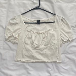 white SHEIN fitted top- Size L